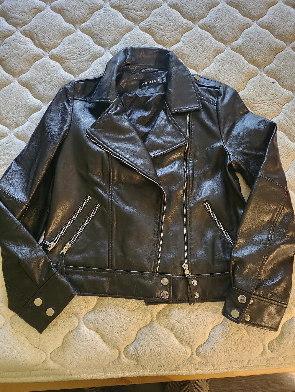 Danier Black Leather Asymmetrical Moto Jacket